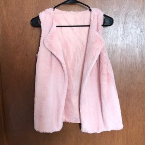 Fuzzy pink faux fur vest size small